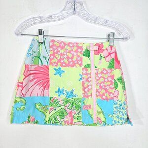 Vintage Lilly 90s Y2K Floral Patchwork Skort Mini Skirt  24" Waist